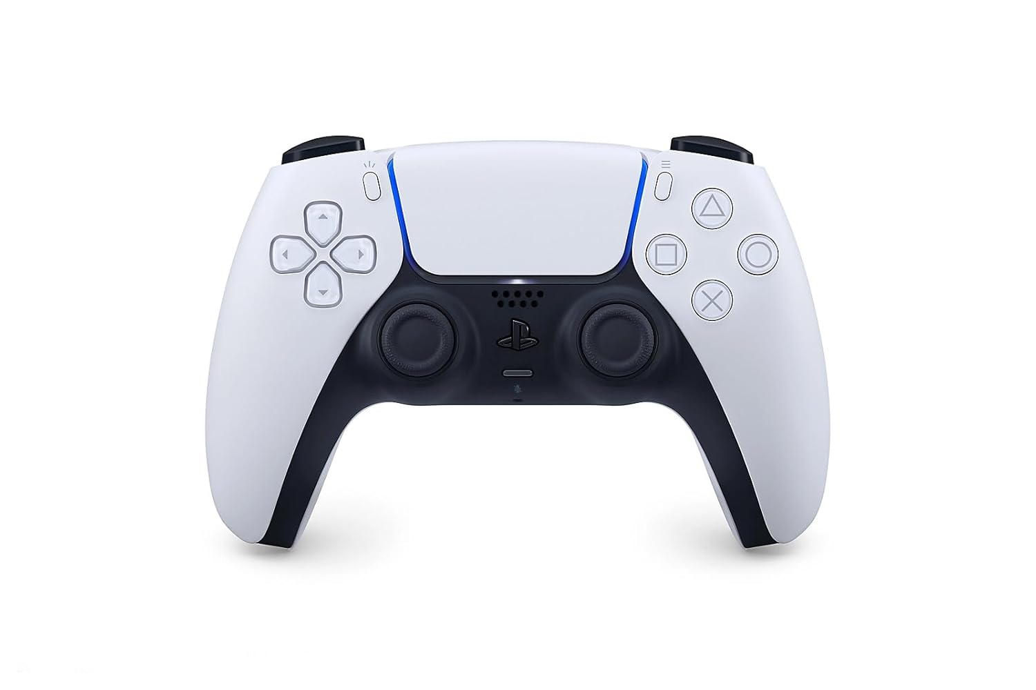 Control inalámbrico PlayStation DualSense blanco, vista frontal